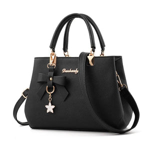 Women Leather Handbags Shoulder Bags Ladies Crossbody Bags Bow Pendant