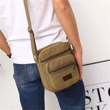 Men's Vertical Shoulder Bag Canvas Business Briefcase Crossbody Handbag