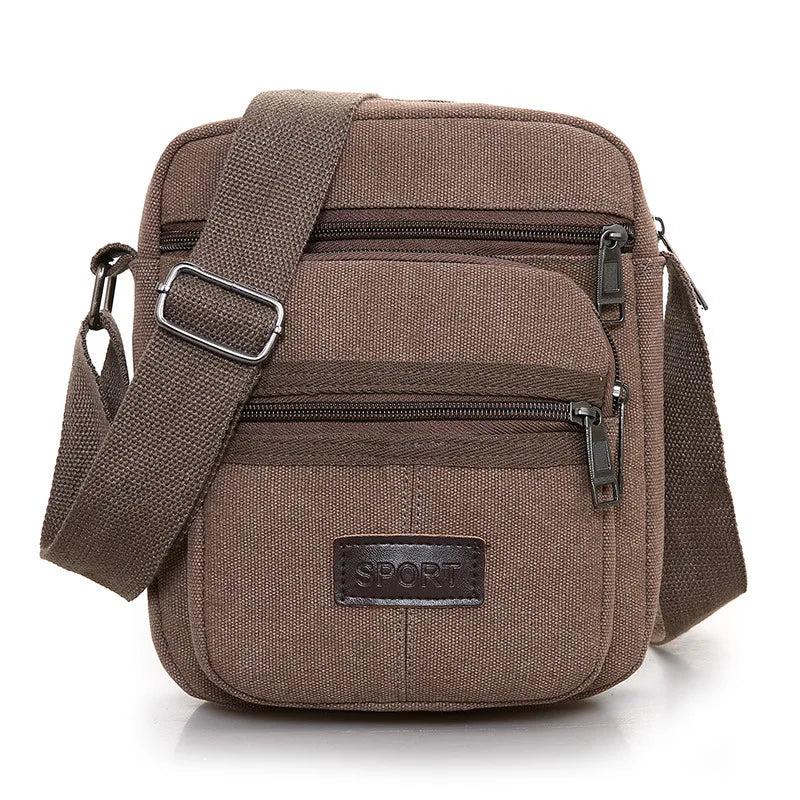 Men's Vertical Shoulder Bag Canvas Business Briefcase Crossbody Handbag