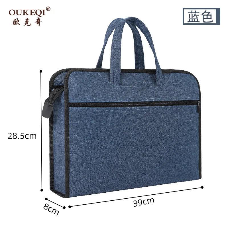 Large-capacity office tote bag file bag conference kit double-tier zipper bag