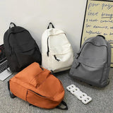 Solid Woman School Backpack Man College Student Travel Rucksack Schoolbag