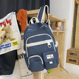 Nylon School Bookbag Daypack for Teen Girls, Large Capacity Rucksack