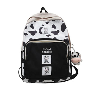 Leisure Cow Grain Junior High School Boys and Girls Backpack