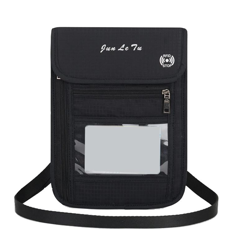 RFID Shielded Travel Passport Bag with Neck Strap