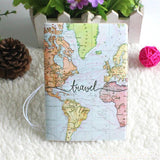 World Map Passport Cover Wallet Bag PU Leather Boarding Wallet Case