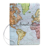 World Map Passport Cover Wallet Bag PU Leather Boarding Wallet Case