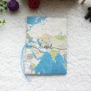 World Map Passport Cover Wallet Bag PU Leather Boarding Wallet Case
