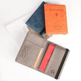RFID Leather Passport Bag Multi-function Document Package Travel Holder