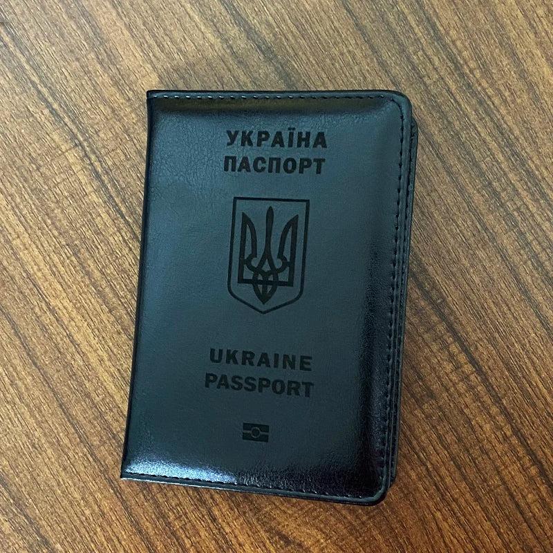 Ukraine Passport Holder Men Pu Leather Cover Travel Wallet Case (Free engraving)