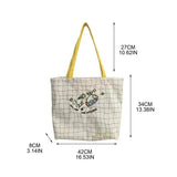 Vintage Canvas Embroidered Shoulder Bag Plaid Tote Gift