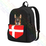 Denmark Flag Belgian Malinoi Dog In Pocket Backpack