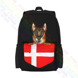 Denmark Flag Belgian Malinoi Dog In Pocket Backpack