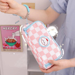 Portable Cartoon Bear Pencil Case with Pen Insert Animal Pencil Bag