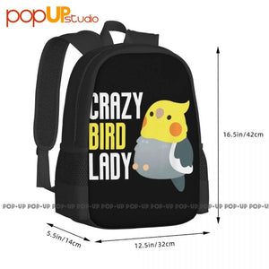Crazy Bird Lady Cockatiel Backpack Large Capacity Travel Training Storage Bag