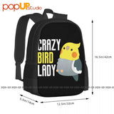 Crazy Bird Lady Cockatiel Backpack Large Capacity Travel Training Storage Bag