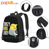 Crazy Bird Lady Cockatiel Backpack Large Capacity Travel Training Storage Bag