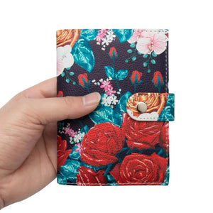 Floral Rose Passport Holder with Multiple Card Slots