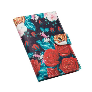 Floral Rose Passport Holder with Multiple Card Slots