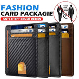 RFID Blocking Slim Leather Wallet Anti-scan Mens Wallet