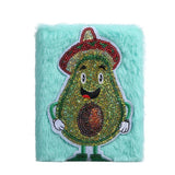 Cartoon Avocado Plush Notebook Furry Glitter Diary Line Paper Planner Organizer