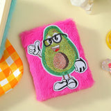 Cartoon Avocado Plush Notebook Furry Glitter Diary Line Paper Planner Organizer
