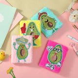 Cartoon Avocado Plush Notebook Furry Glitter Diary Line Paper Planner Organizer