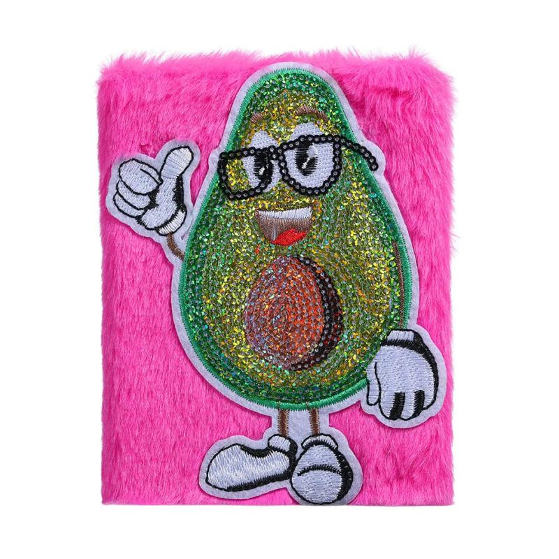 Cartoon Avocado Plush Notebook Furry Glitter Diary Line Paper Planner Organizer