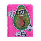 Cartoon Avocado Plush Notebook Furry Glitter Diary Line Paper Planner Organizer