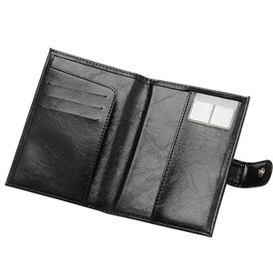 Passport Holder & ID Card Cover Oil Wax PU Leather Solid Bags