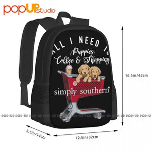 Puppies Coffee Shopping Backpack Large Capacity Bookbag Schoolbag