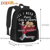 Puppies Coffee Shopping Backpack Large Capacity Bookbag Schoolbag