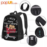 Puppies Coffee Shopping Backpack Large Capacity Bookbag Schoolbag