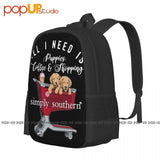 Puppies Coffee Shopping Backpack Large Capacity Bookbag Schoolbag