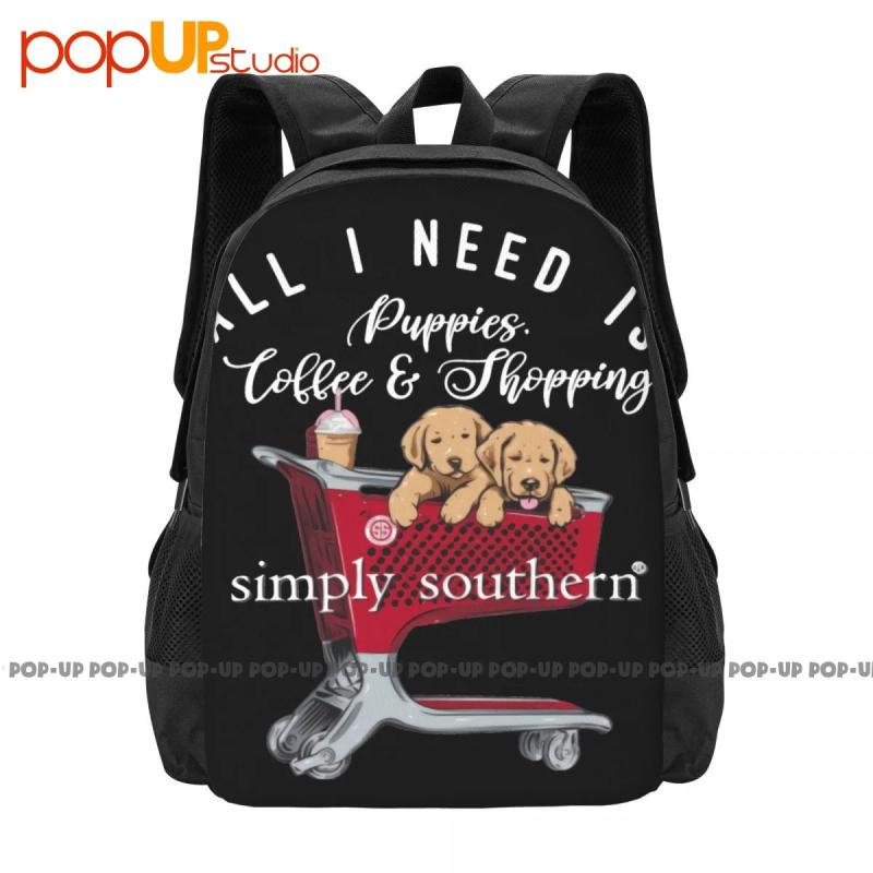 Puppies Coffee Shopping Backpack Large Capacity Bookbag Schoolbag
