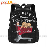 Puppies Coffee Shopping Backpack Large Capacity Bookbag Schoolbag