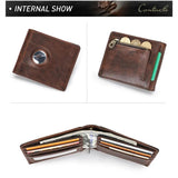 Men Leather Slim Wallet RFID Casual Money Case Wallets Compatible with Airtag