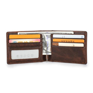 Men Leather Slim Wallet RFID Casual Money Case Wallets Compatible with Airtag
