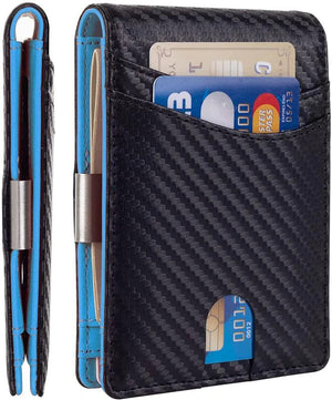 Dienqi Carbon Fiber RFID Men's Small Short Wallet