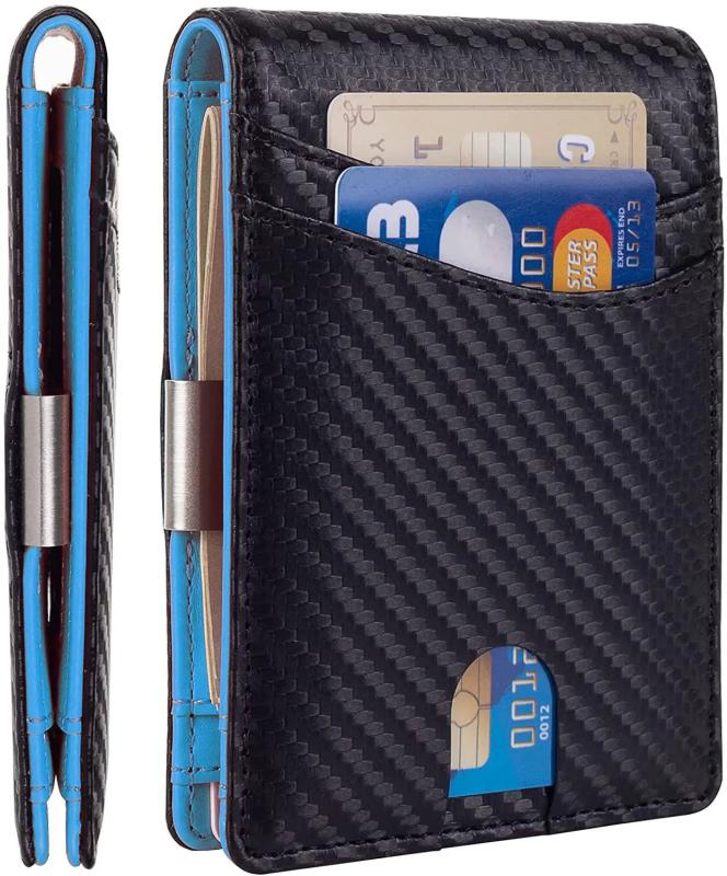 Dienqi Carbon Fiber RFID Men's Small Short Wallet