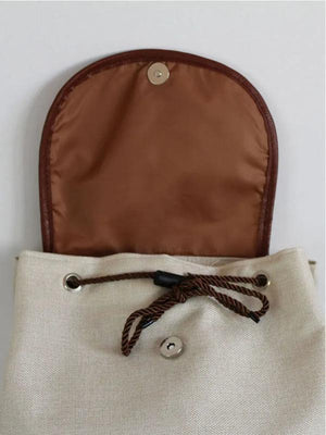 Floral Sloth Printed Linen Backpack Casual Bags Eco School Bag