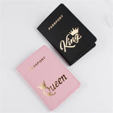 4pcs Crown Couple Passport Cover Luggage Tag PU Leather Travel Case Holder