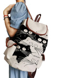 Cartoon Cat Printed Backpack Large Capacity Drawstring Backpack