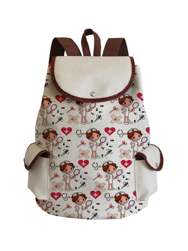 Nurse Love School Bag Large Capacity Drawstring Backpack