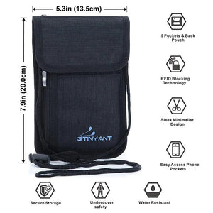 Nylon Anti-Thief Neck Stash Travel Wallet RFID Blocking