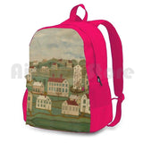 Outdoor Hiking Backpack Riding Climbing Sports Bag Folk Town Village Building Ho