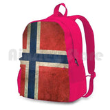 Vintage Norway Flag Outdoor Hiking Backpack