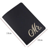 Solid MR MRS Passport Cover Set - Couple Wedding Travel Holder