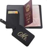 Solid MR MRS Passport Cover Set - Couple Wedding Travel Holder
