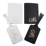 Solid MR MRS Passport Cover Set - Couple Wedding Travel Holder