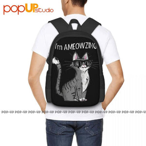 Cat Sunglasses Backpack Large Bookbag Shoe Bag